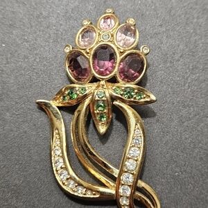 Swarovski Gold and Purple Gem Brooch
